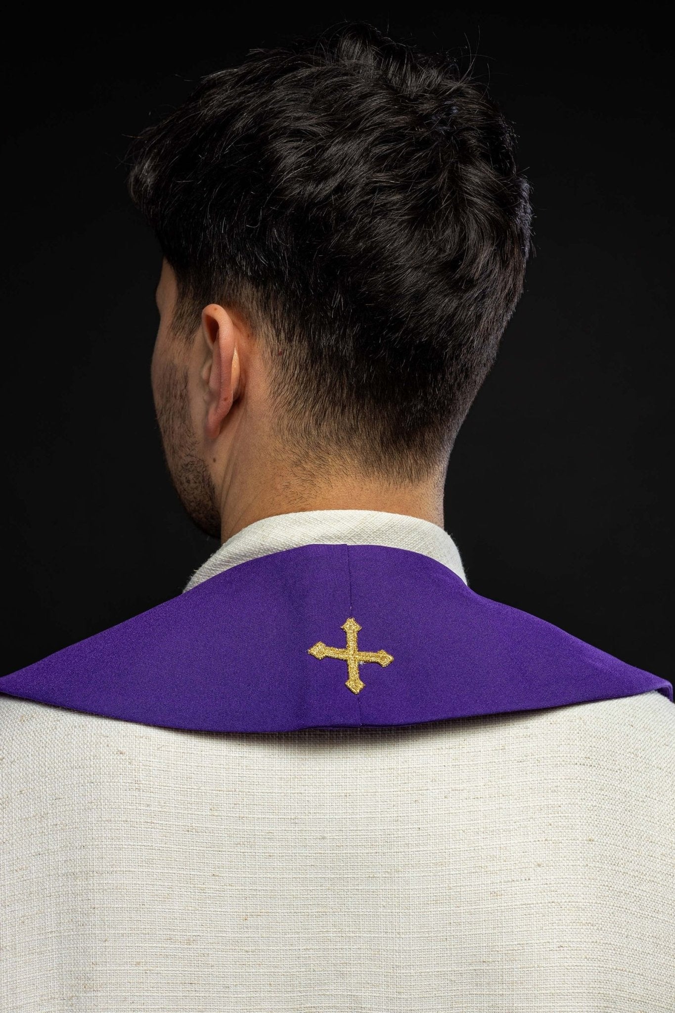 Purple embroidered IHS stole - Image 3